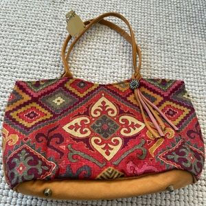 NEW Atenti Lolita tapestry suede tote bag in Sedona print